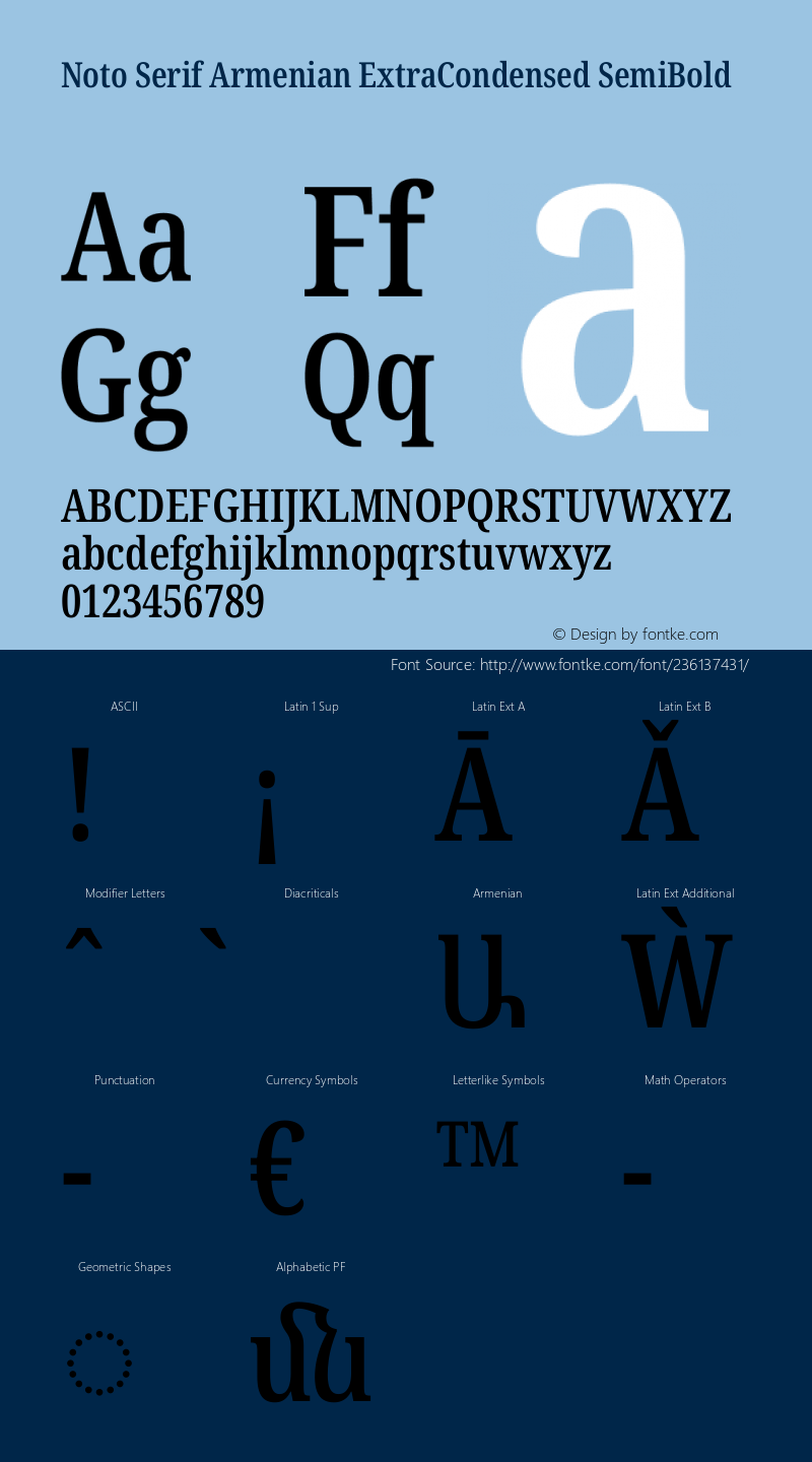 Noto Serif Armenian ExtraCondensed SemiBold Version 2.007图片样张