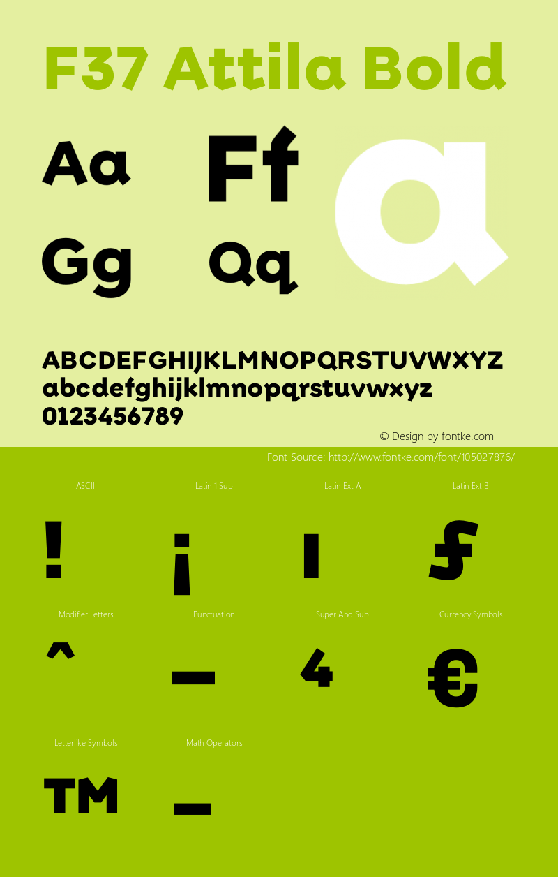 F37 Attila Bold Version 1.000 Font Sample