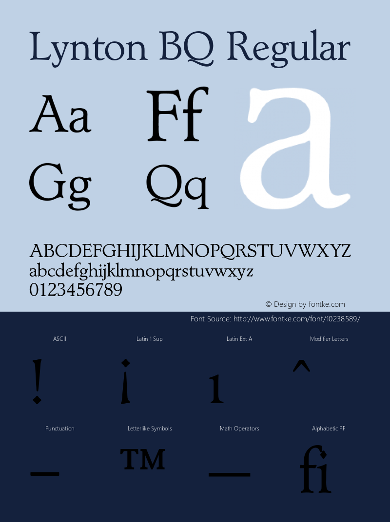 Lynton BQ Regular 001.000 Font Sample