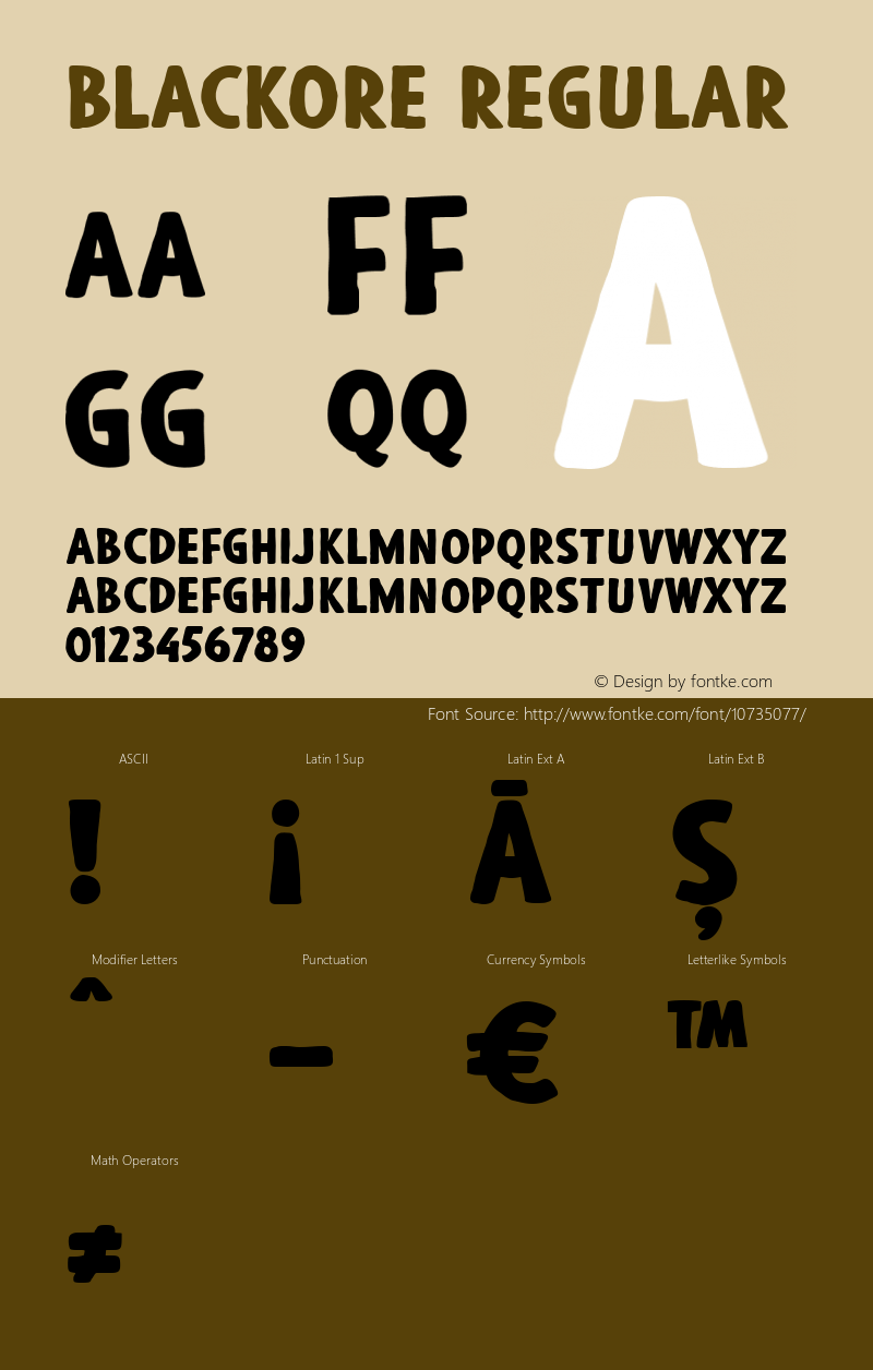 Blackore Regular Version 1.000 Font Sample