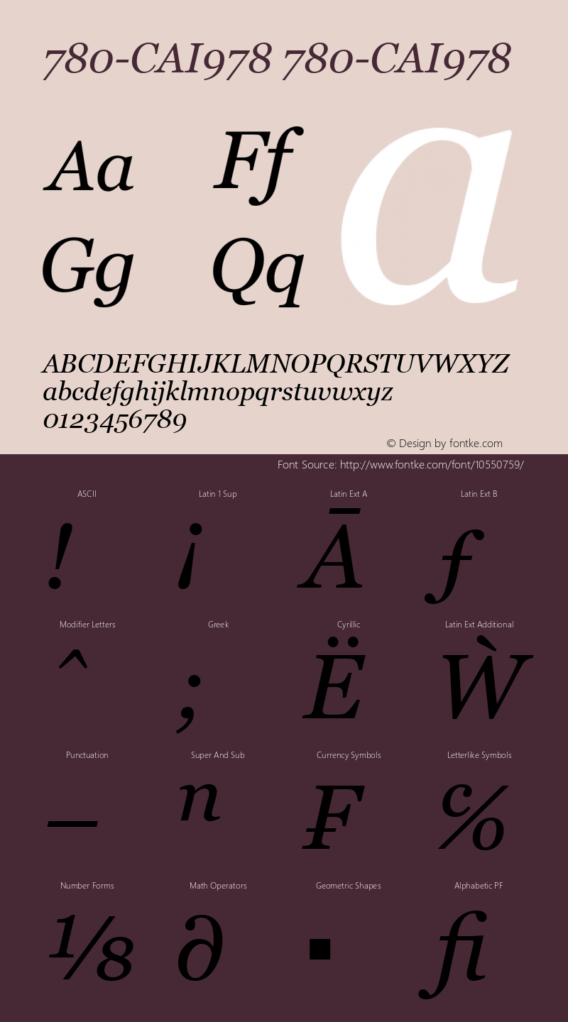 780-CAI978 780-CAI978 Version 3.0 Font Sample