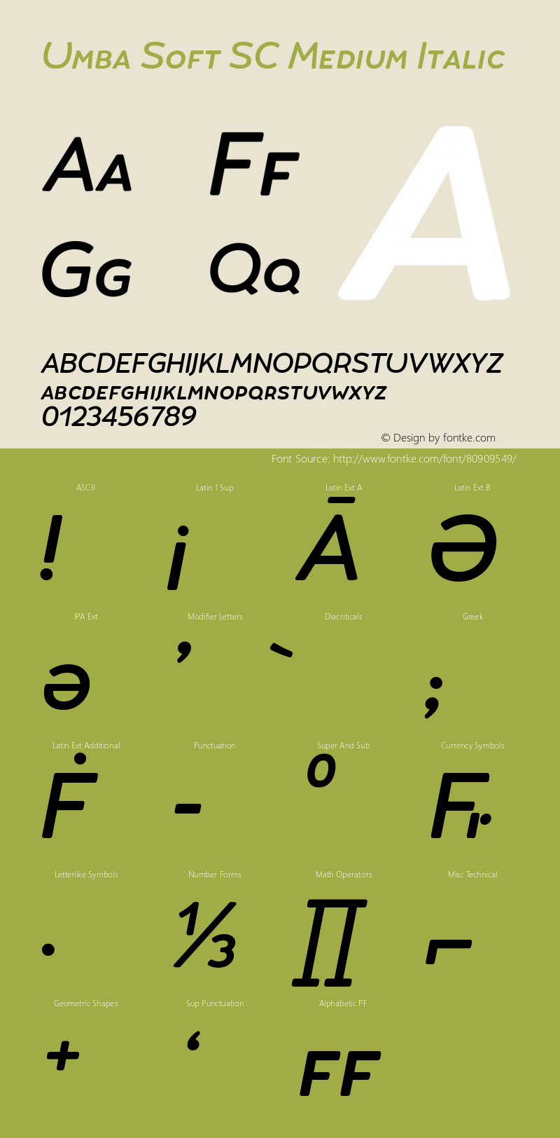 UmbaSoft-SCMediumItalic Version 3.010 | w-rip DC20181205 Font Sample