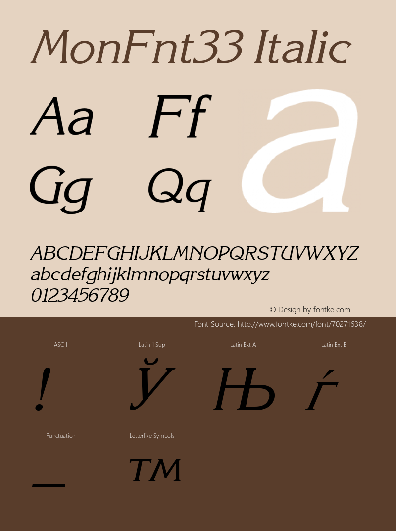 MonFnt33 Italic 1.100.000 Font Sample