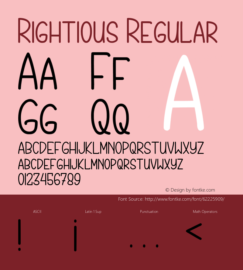 Rightious Version 1.00;April 28, 2020;FontCreator 12.0.0.2545 64-bit Font Sample