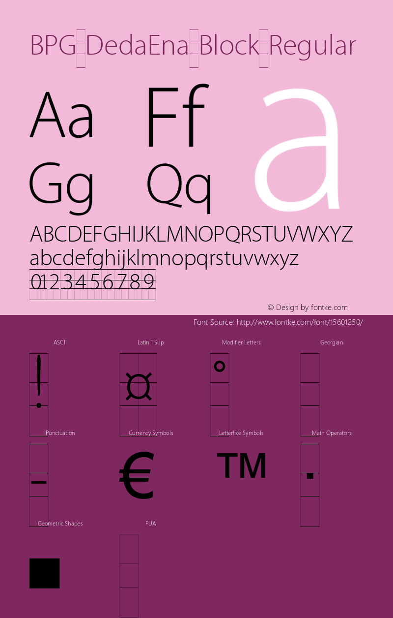 BPG DedaEna Block Regular Version 3.005 2005 Font Sample