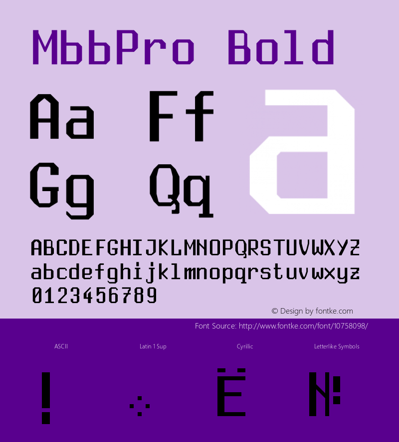 MbbPro Bold Version 001.000 Font Sample