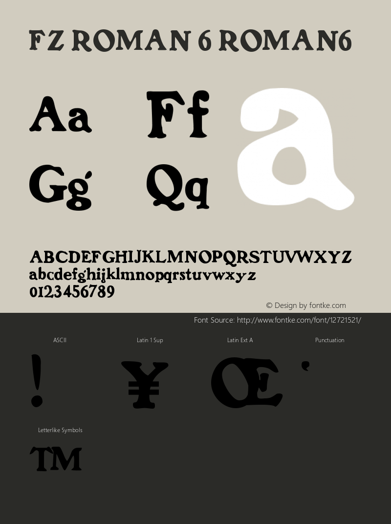 FZ ROMAN 6 ROMAN6 Version 1.000 Font Sample