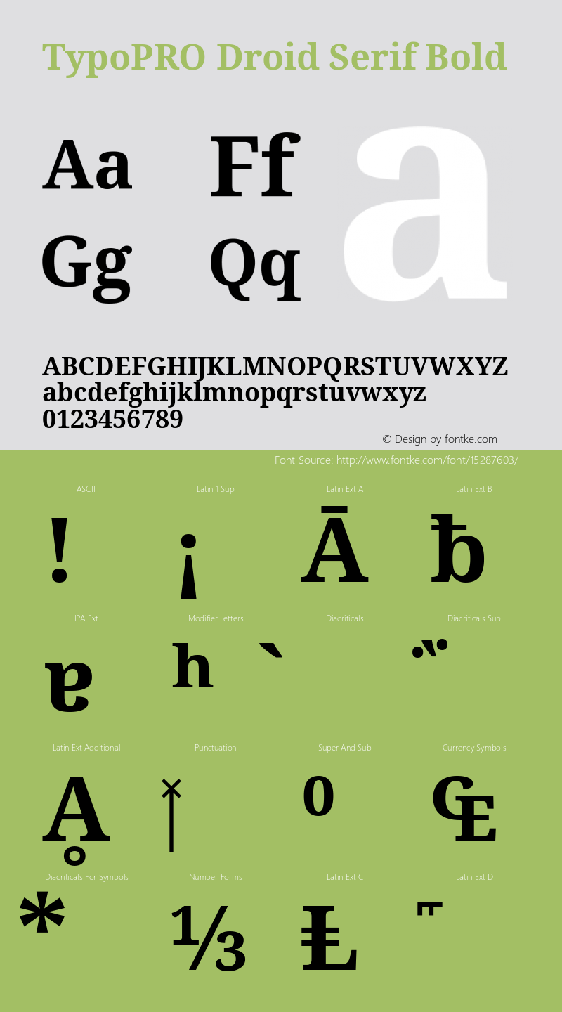 TypoPRO Droid Serif Bold Version 1.03 Font Sample