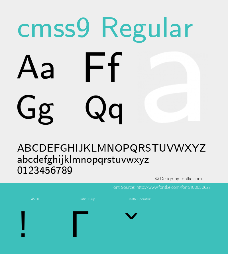 cmss9 Regular 1.1/12-Nov-94 Font Sample