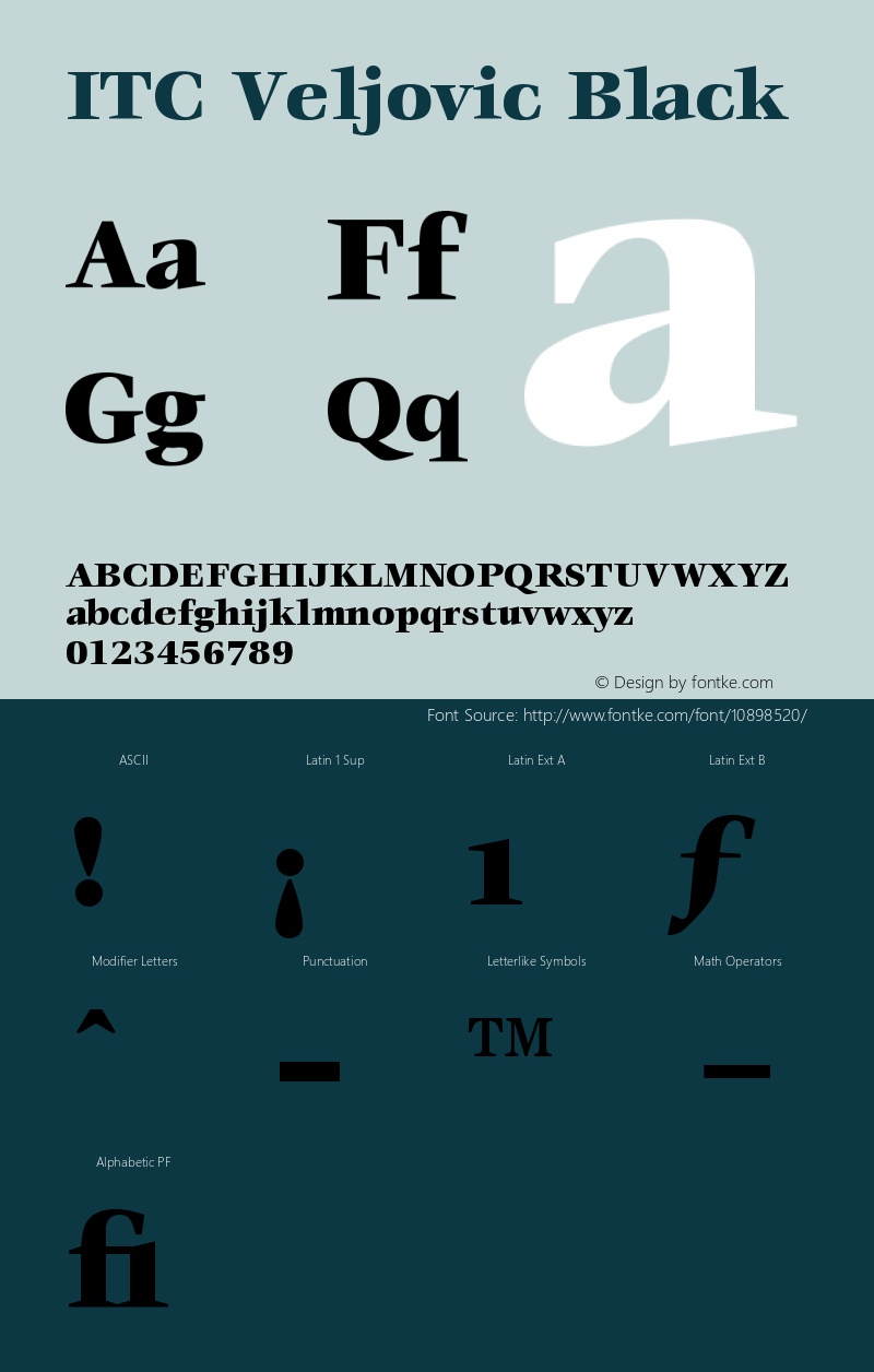 ITC Veljovic Black Version 001.001 Font Sample