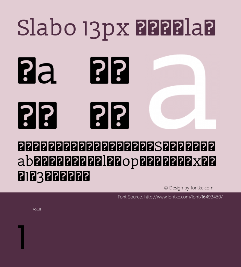 Slabo 13px Regular Version 1.02 Build 005a Font Sample