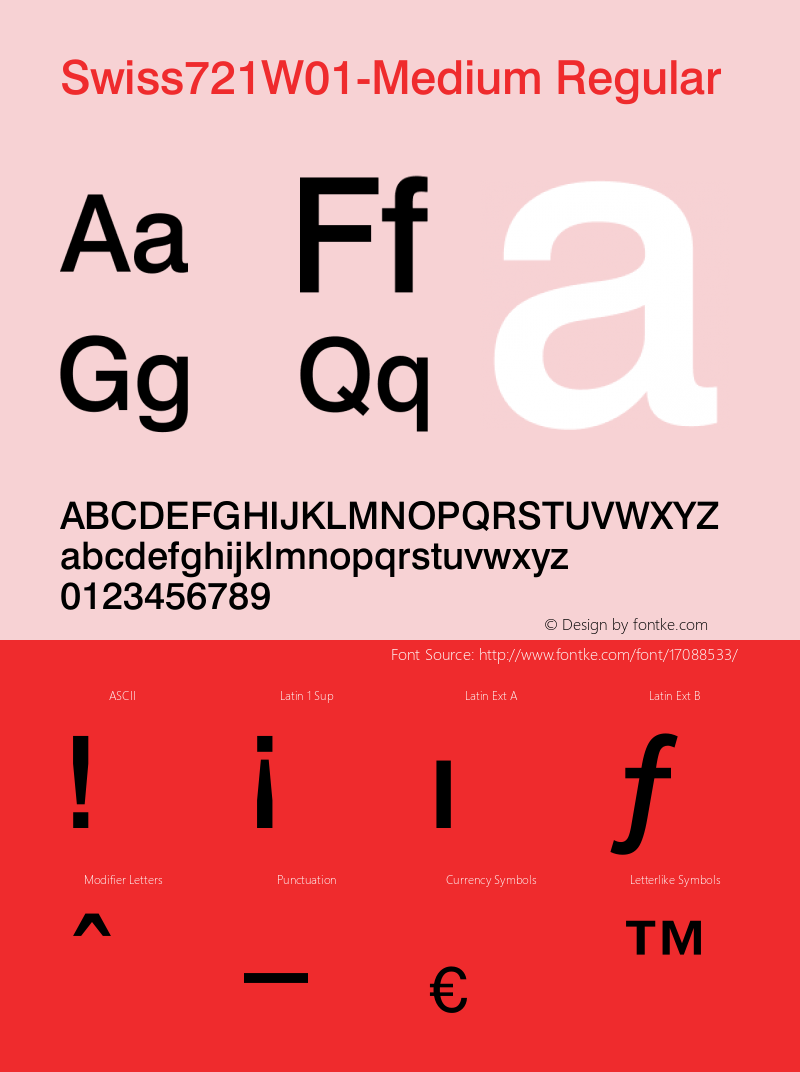 Swiss721W01-Medium Regular Version 1.00 Font Sample