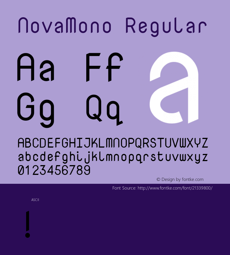 NovaMono Version 1.0 Font Sample