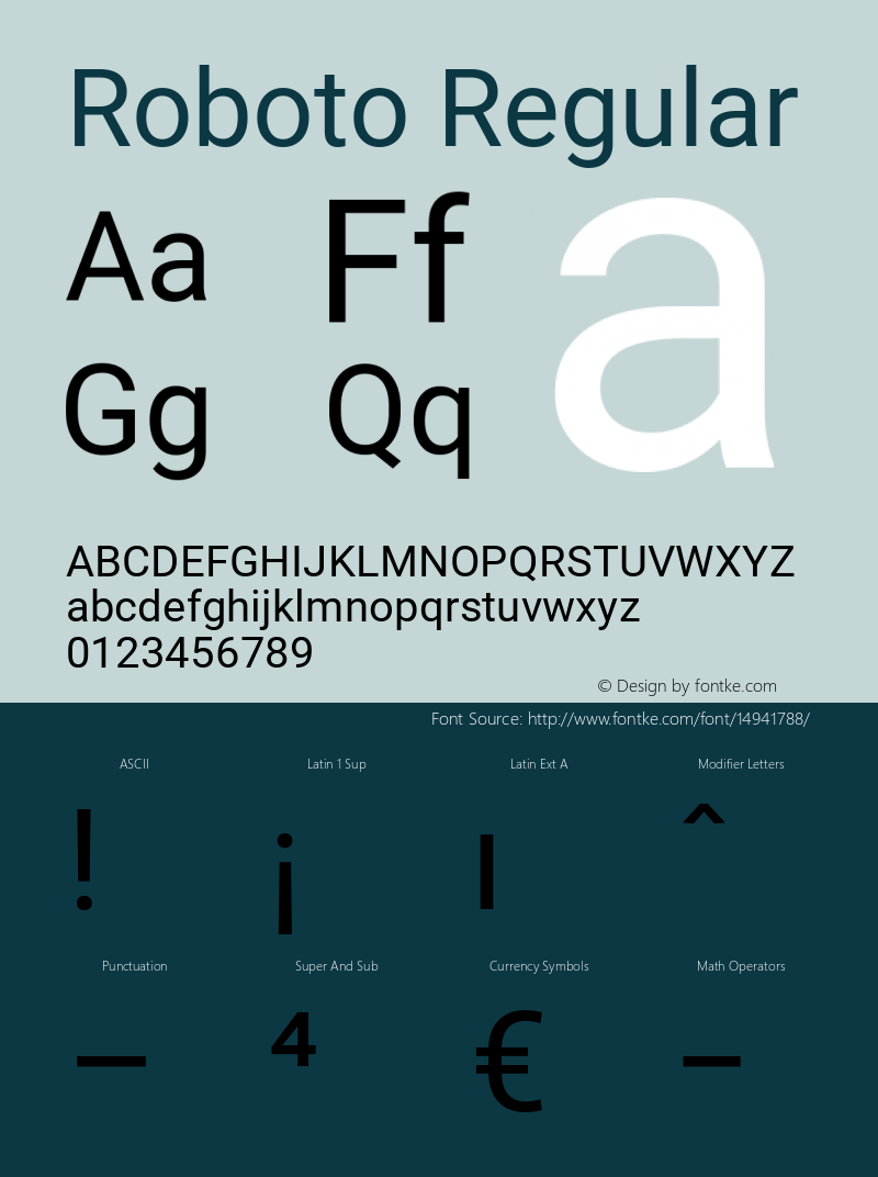 Roboto Regular Version 2.001101; 2014 Font Sample