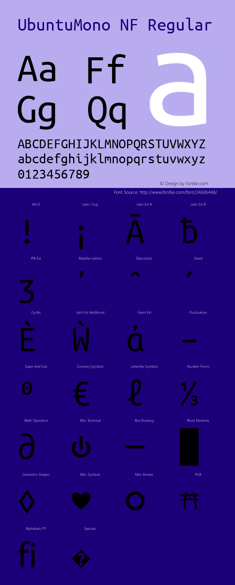 Ubuntu Mono Nerd Font Complete Mono Windows Compatible Version 0.80 Font Sample