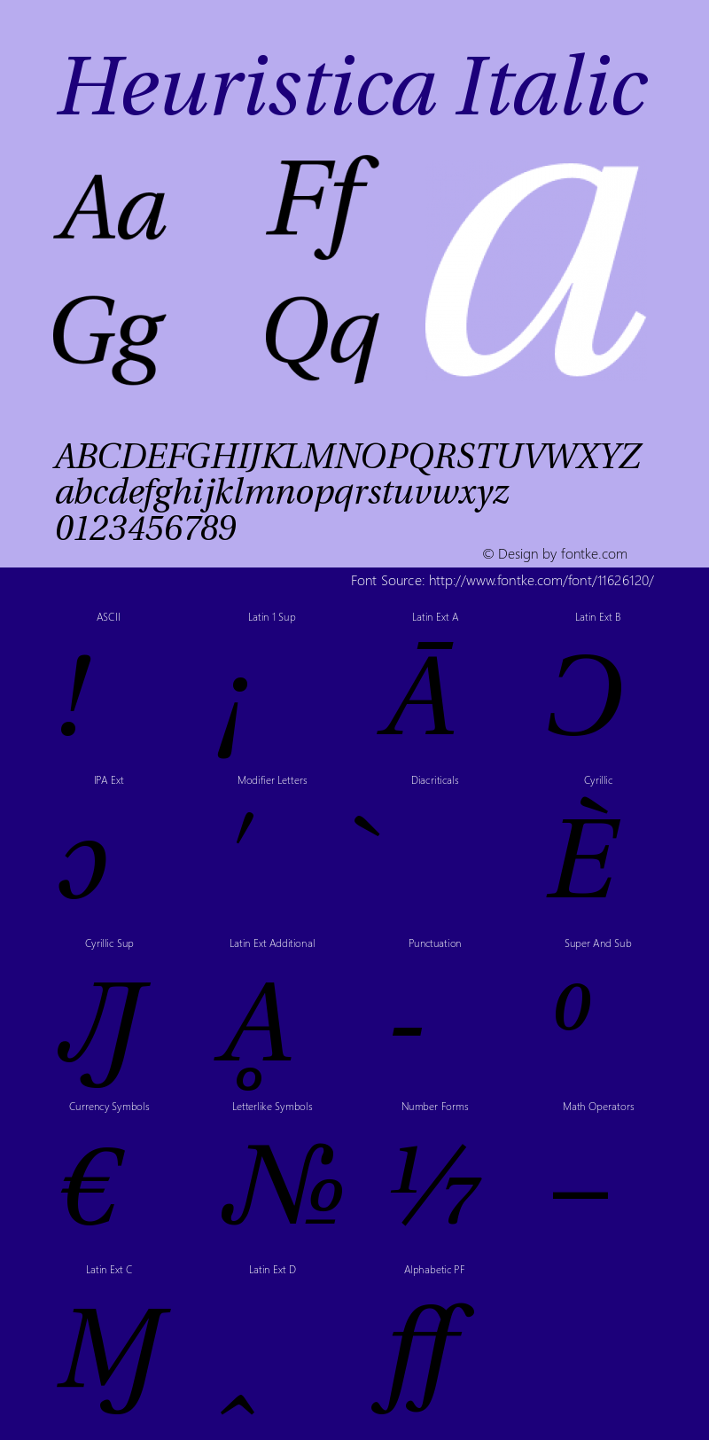 Heuristica Italic Version 1.0.1 Font Sample