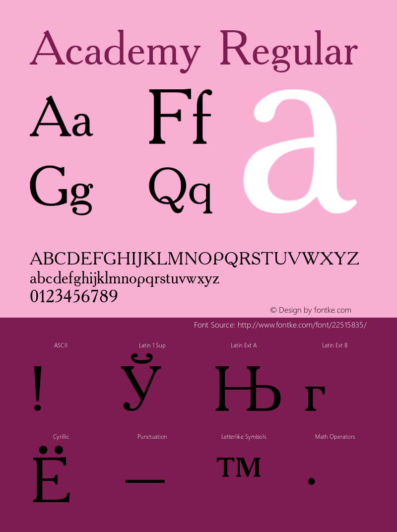 Academy Converted from t:\ACD55___.TF1 by ALLTYPE Font Sample