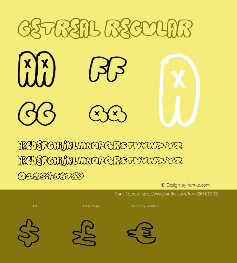 GetReal Version 1.00 April 17, 2014, initial release Font Sample