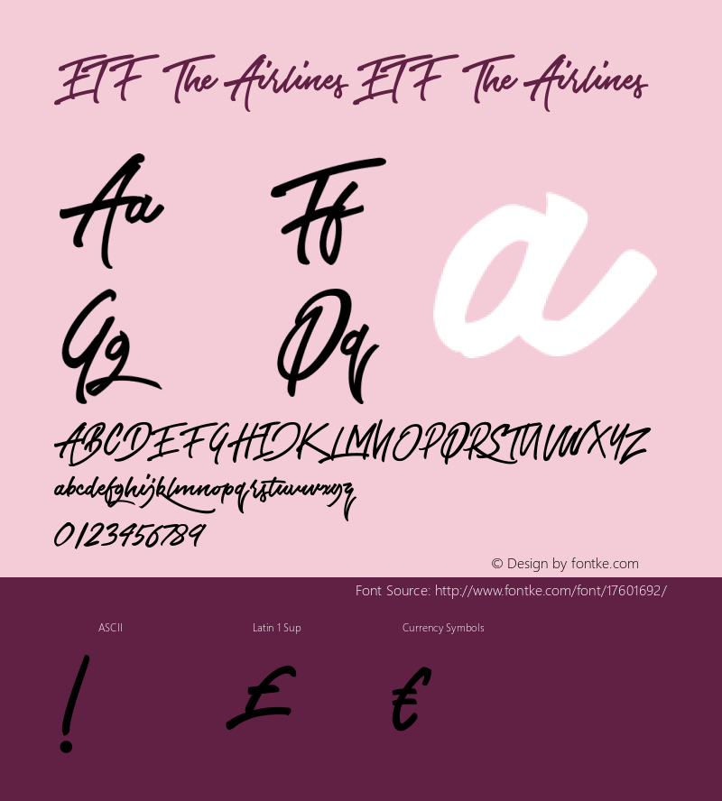 ETF The Airlines ETF The Airlines Unknown Font Sample
