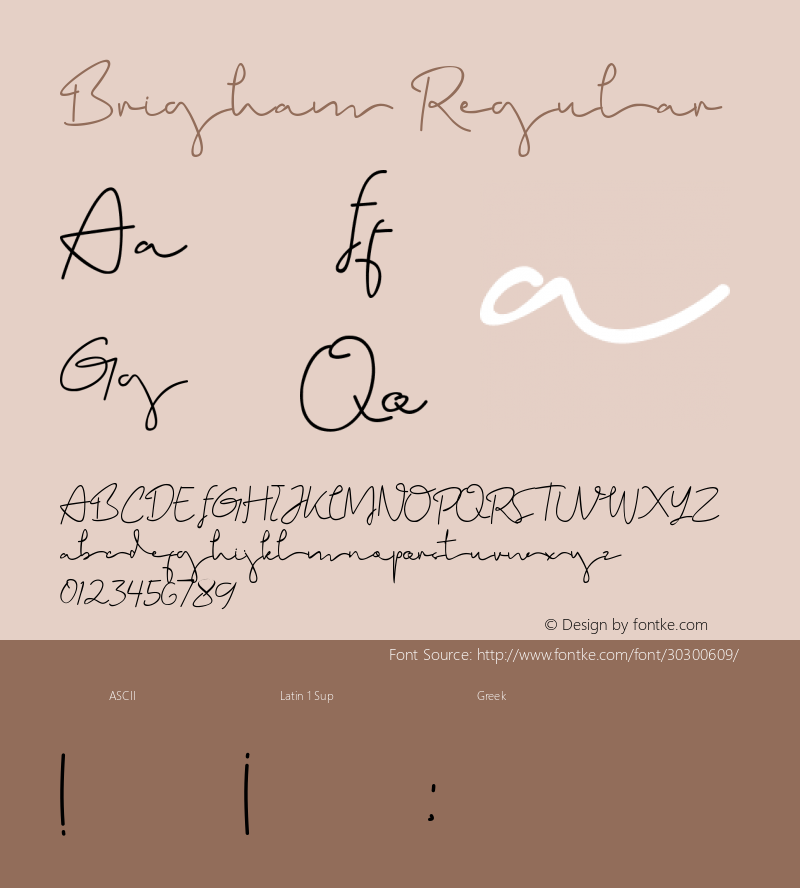 Brigham Version 1.00;May 20, 2019;FontCreator 11.5.0.2422 64-bit Font Sample