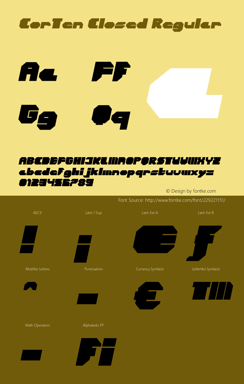 CorTen Closed Fat Italic Version 1.000;PS 001.000;hotconv 1.0.38图片样张