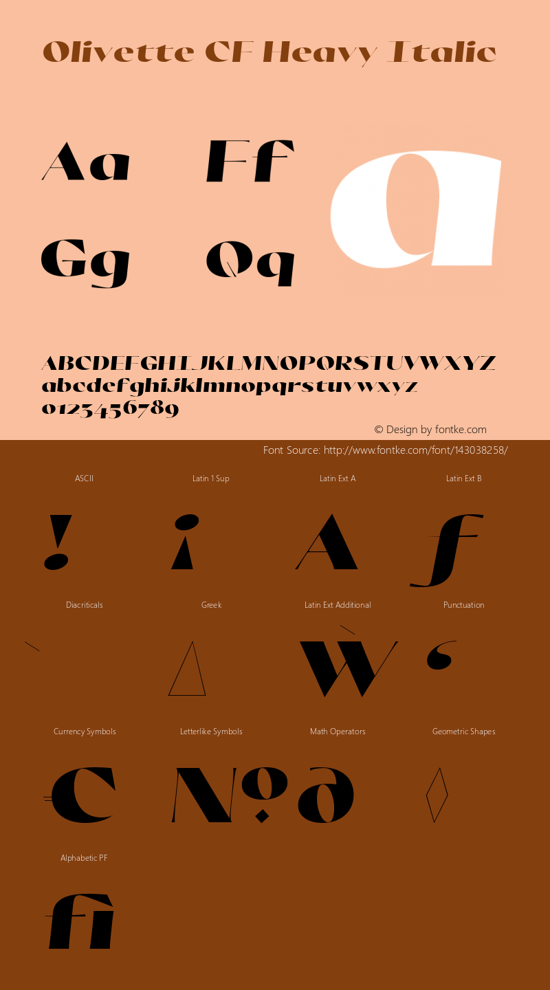 Olivette CF Heavy Italic Version 1.000 Font Sample