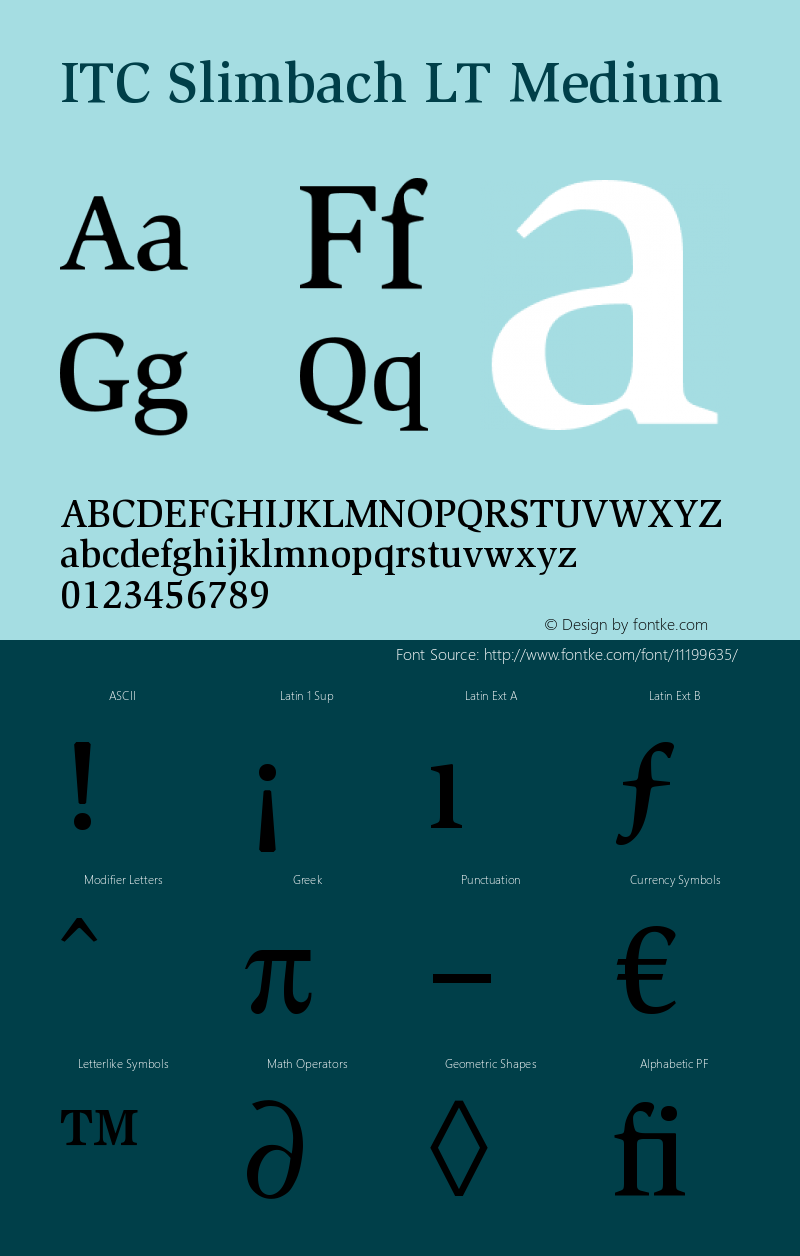 ITC Slimbach LT Medium Version 006.000 Font Sample