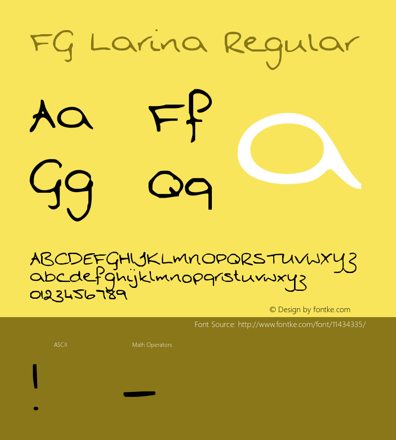 FG Larina Regular Version 001.000 Font Sample