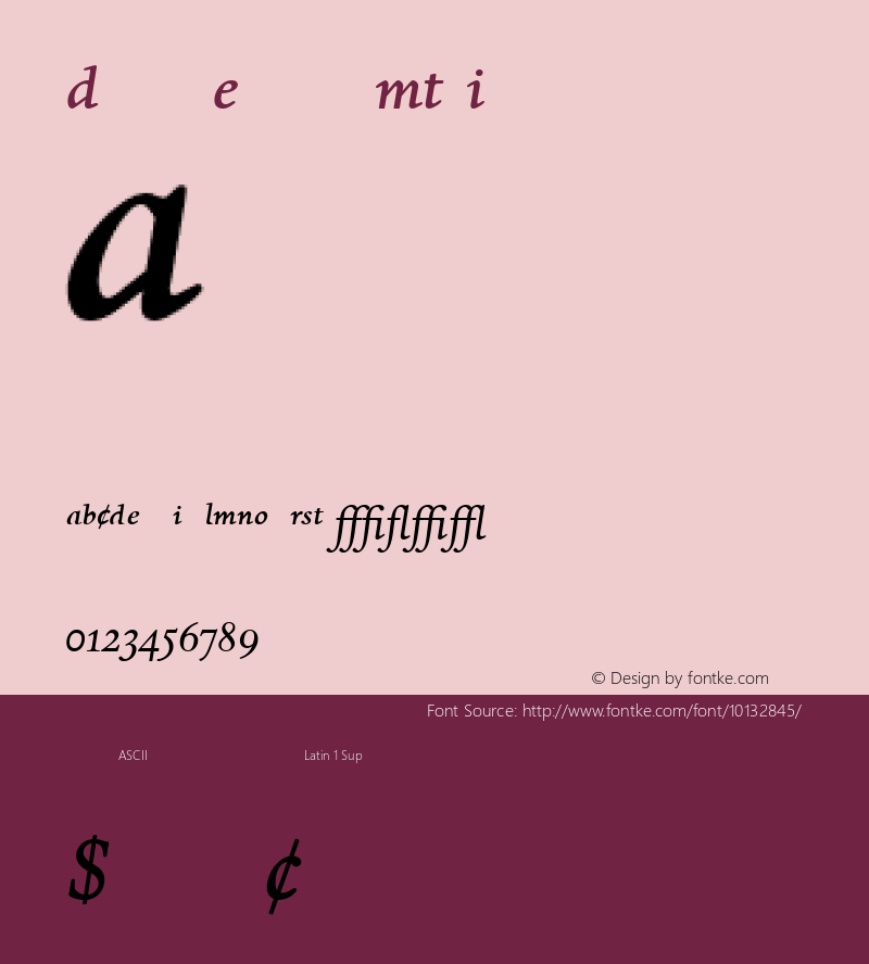Dante Expert MT Italic 001.003 Font Sample