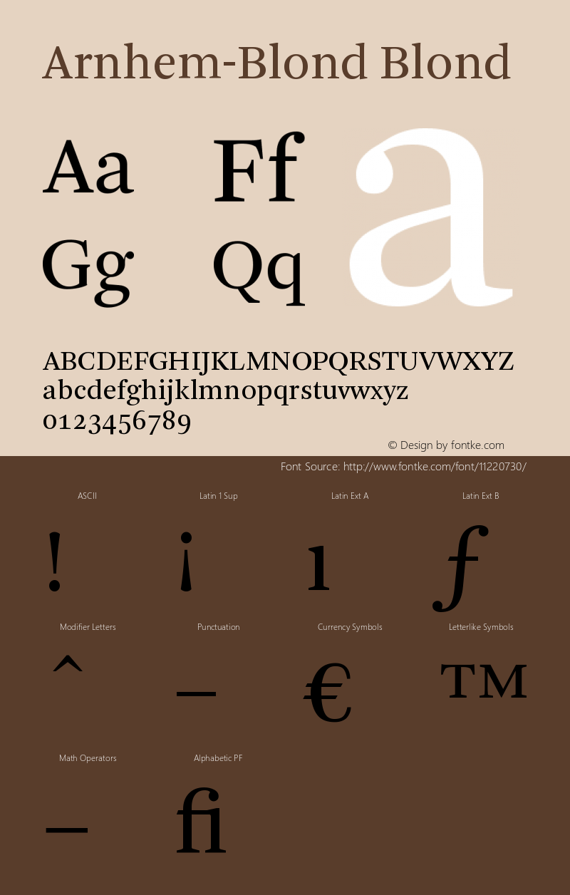 Arnhem-Blond Blond Version 001.000 Font Sample