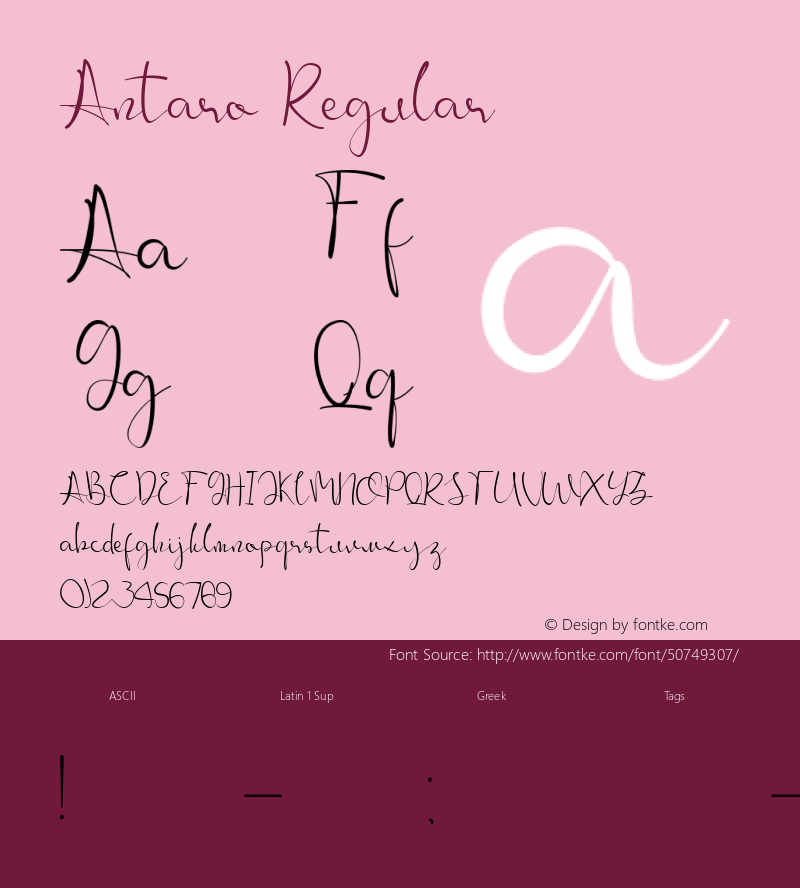 Antaro Version 1.00;December 26, 2019;FontCreator 11.5.0.2430 32-bit Font Sample