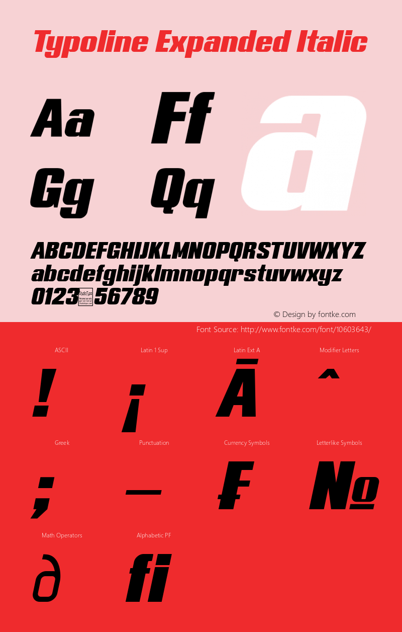 Typoline Expanded Italic Version 1.00 October 28, 2014, initial release Font Sample