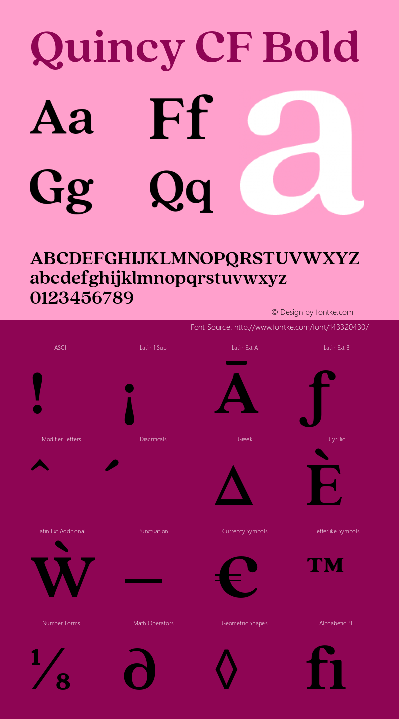Quincy CF Bold Version 4.100 Font Sample