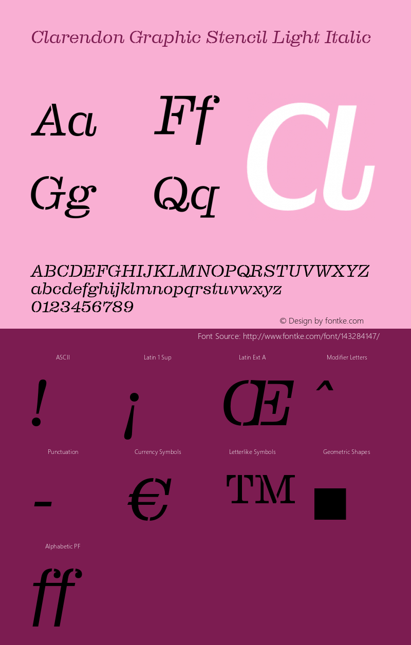 ClarendonGraphicSTLight-Italic Version 1.000 | DEMO Font Sample