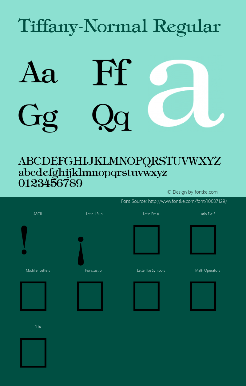 Tiffany-Normal Regular Unknown Font Sample