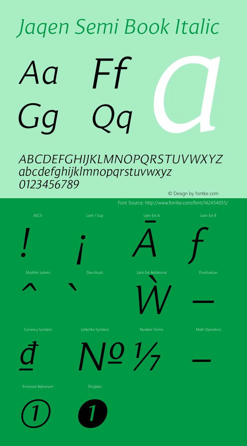 Jaqen Semi Book Italic Version 001.001 June 2020 Font Sample