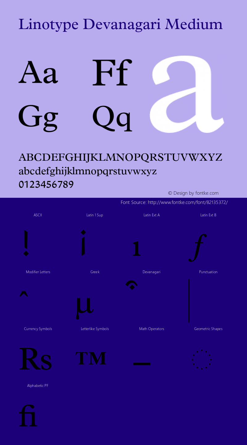 LinotypeDevanagari-Medium Version 1.00 Font Sample