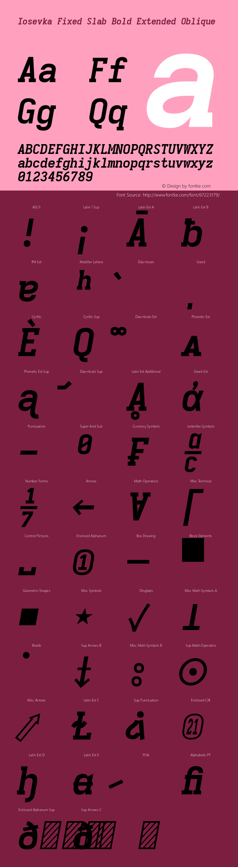 Iosevka Fixed Slab Bold Extended Oblique 3.0.0-rc.7 Font Sample