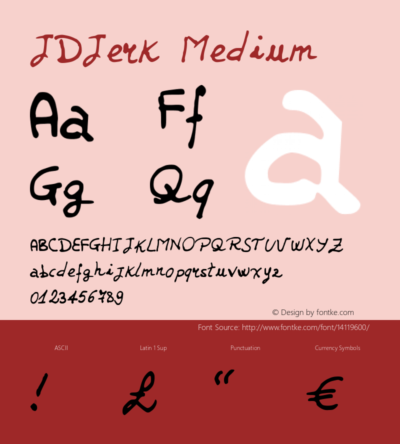 JDJerk Medium Version 001.000 Font Sample