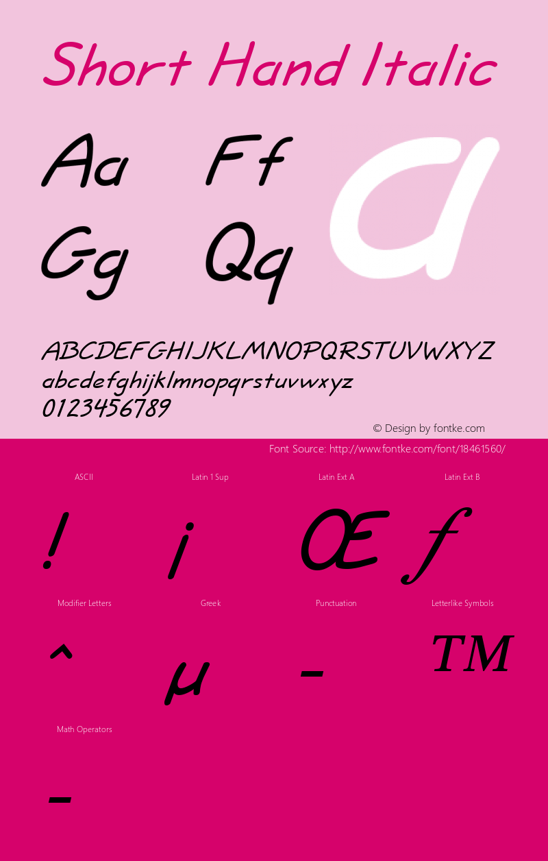 Short Hand Italic Altsys Fontographer 4.1 1/10/95 Font Sample