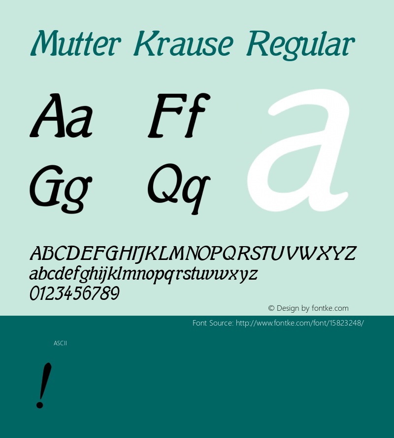 Mutter Krause Regular Version 1.0 Font Sample