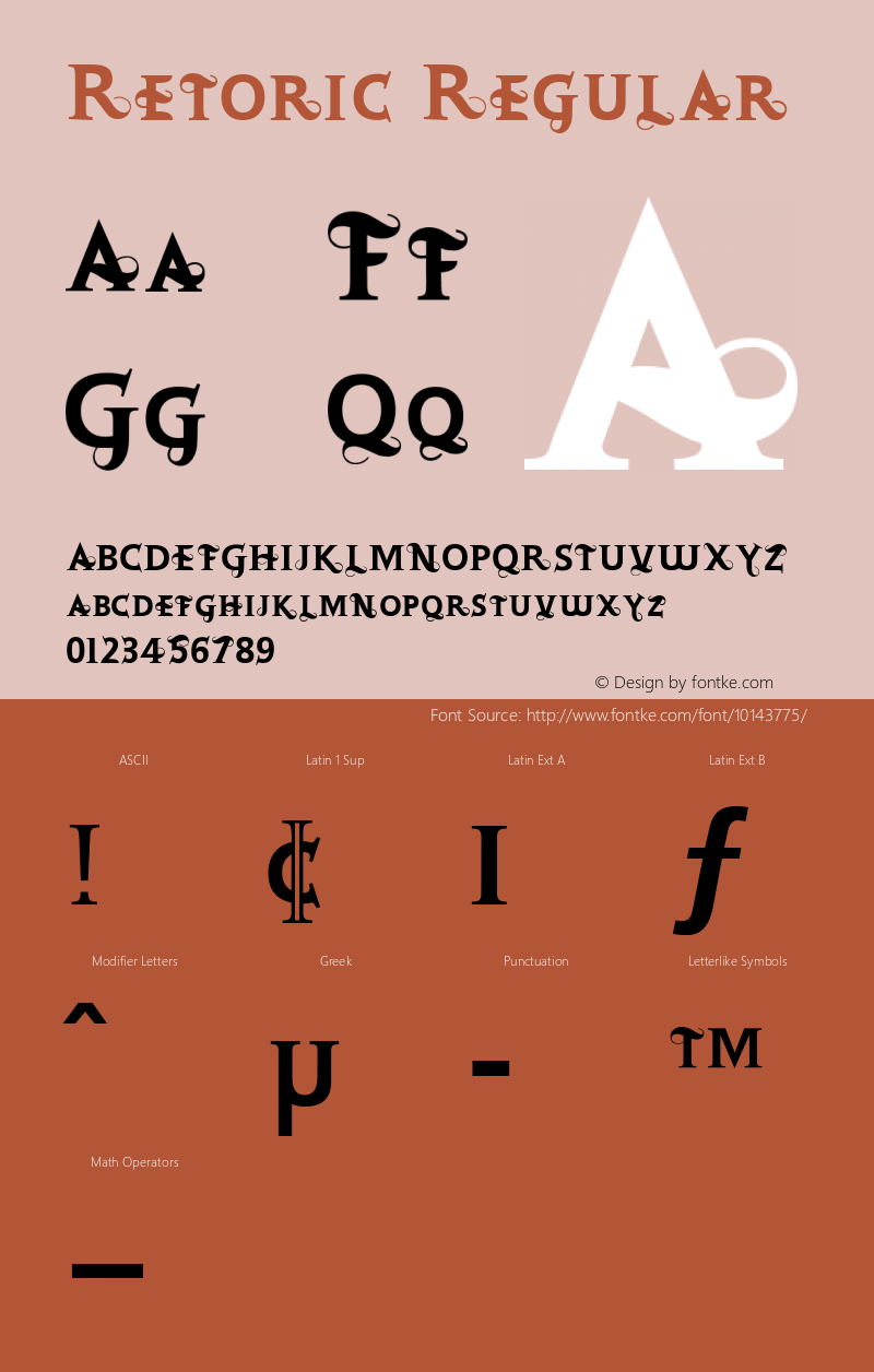 Retoric Regular Macromedia Fontographer 4.1 29/07/02 Font Sample