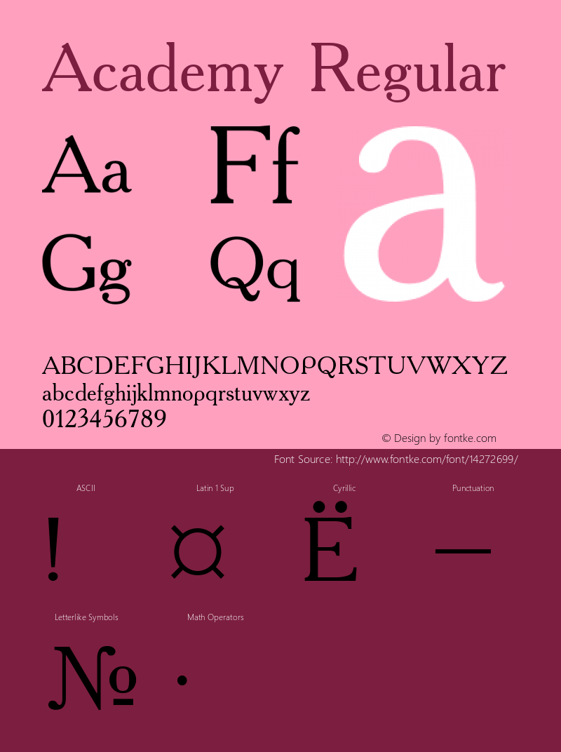 Academy Regular Converted from t:\ACD55___.TF1 by ALLTYPE Font Sample