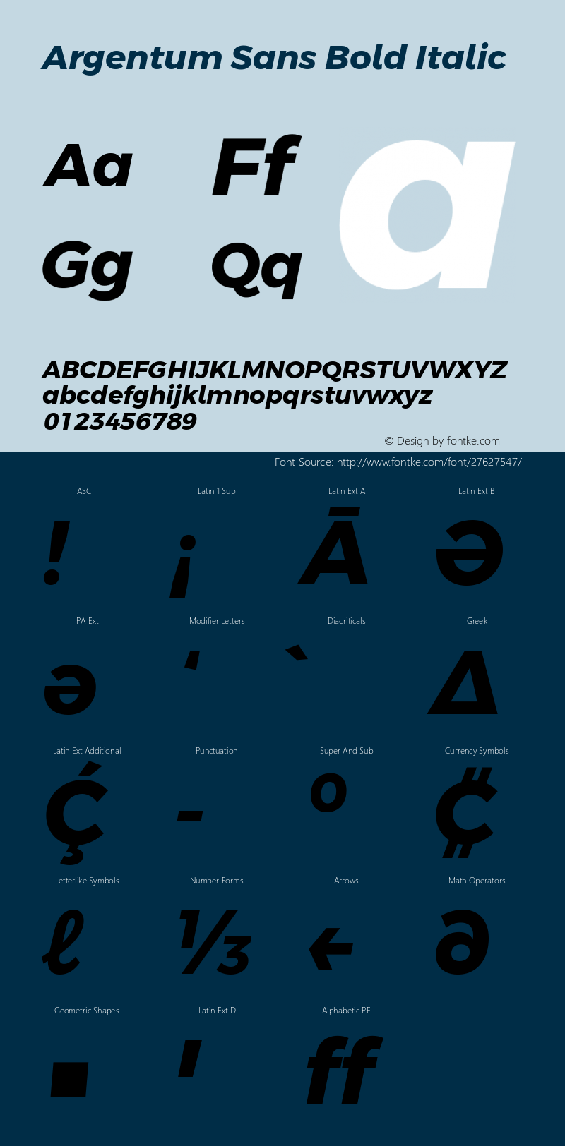 Argentum Sans Bold Italic Version 1.000; ttfautohint (v1.5.65-e2d9) Font Sample