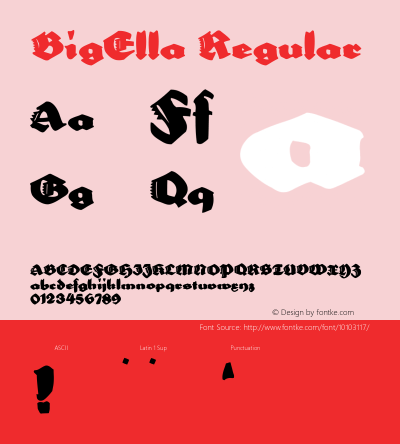 BigElla Regular 1.0 13-03-2002 Font Sample