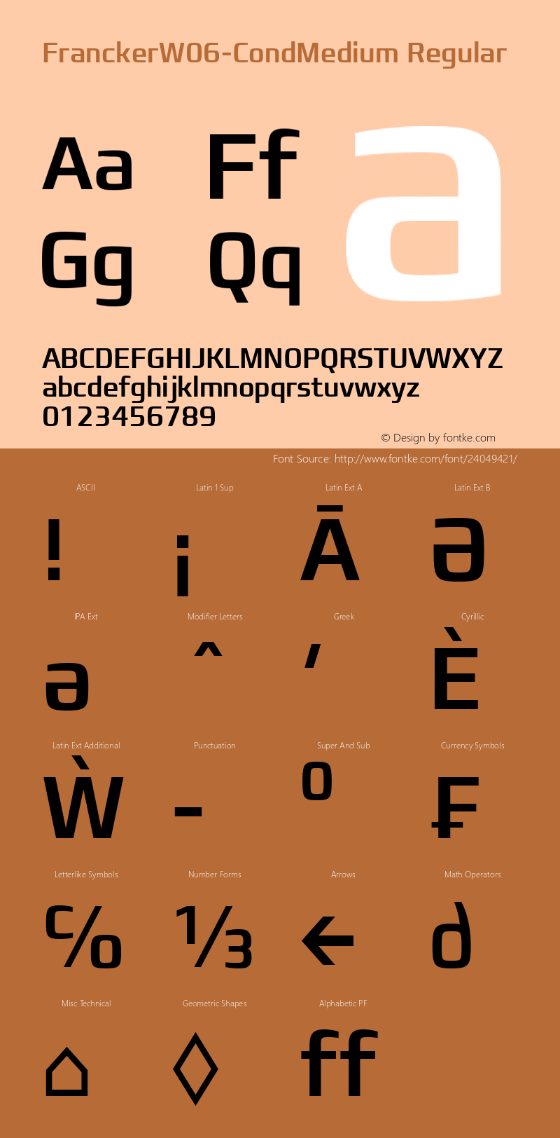Francker W06 Condensed Medium Version 1.10 Font Sample