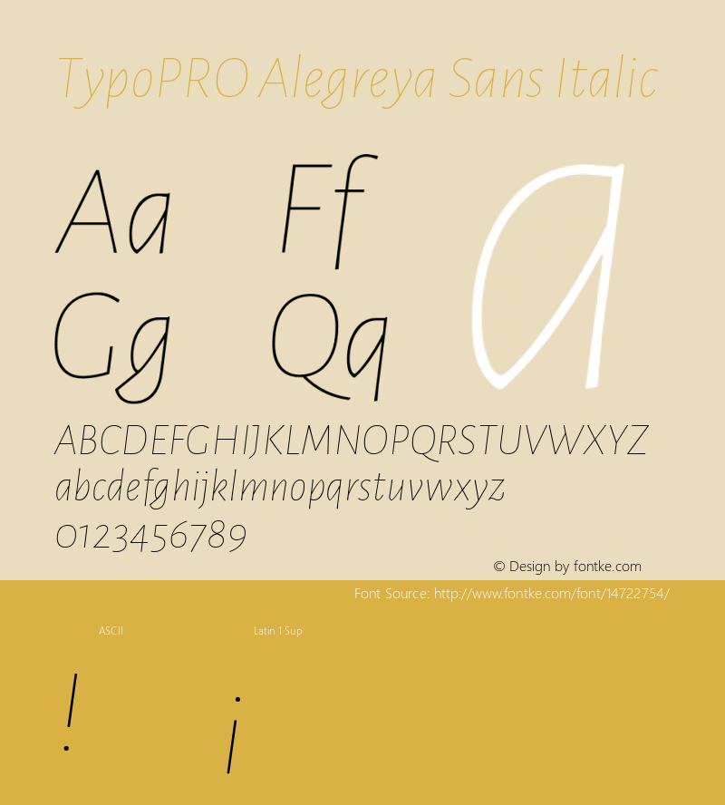 TypoPRO Alegreya Sans Italic Version 1.000;PS 001.000;hotconv 1.0.70;makeotf.lib2.5.58329 DEVELOPMENT Font Sample