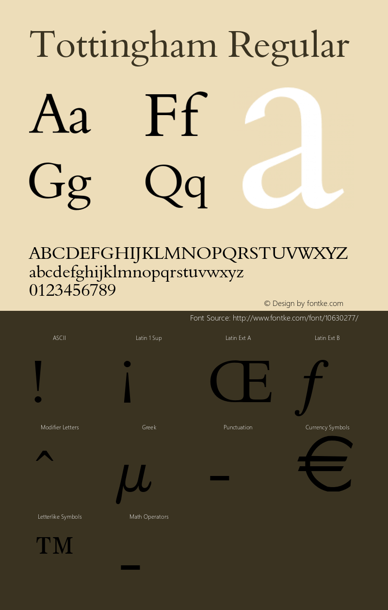 Tottingham Regular Version 1.000 Font Sample