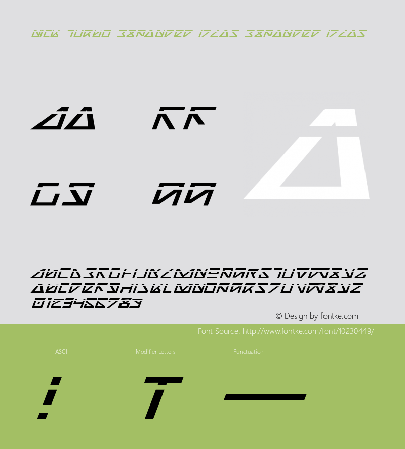 Nick Turbo Expanded ItLas Expanded ItLas 1 Font Sample
