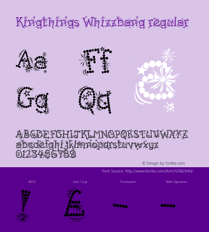 Kingthings Whizzbang regular Version 1.0 November 2003 Font Sample